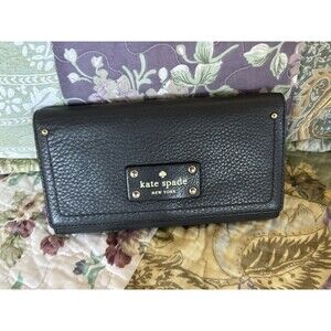 kate spade new york Leila Women's Wallet - Dark Gray Black Excellent Trifold